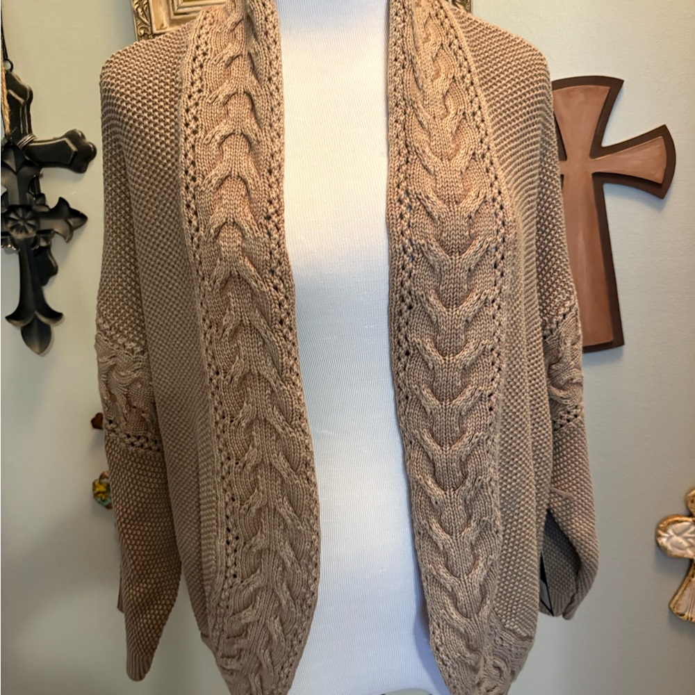 Tribal Tan Cable Knit Sweater